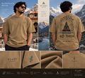 Badrinath Dham The Meditating Stone premium heavyweight T-shirt front and back mockup