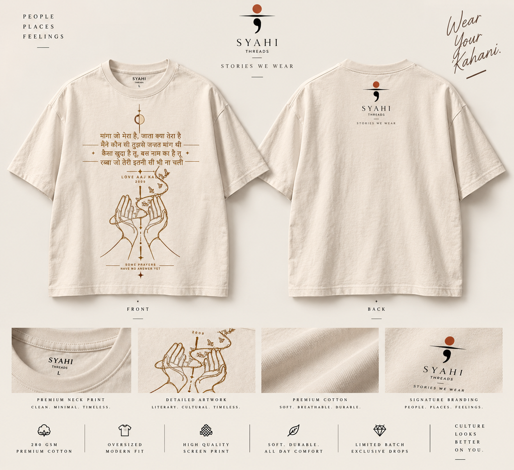 Love Aaj Kal 2009 Syahi Threads T-shirt front and back product presentation