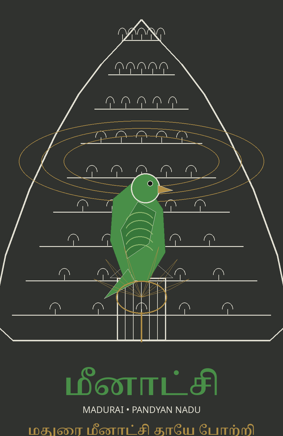 Meenakshi The Queen's Parakeet artwork detail using the approved master artwork